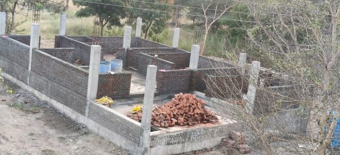 Maaran Construction — Night-Lit Villa Elevation, Trichy
